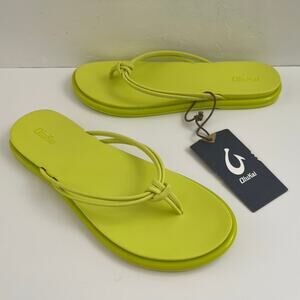 Olukai Aka Flip Flop Sandals Size 9 in Citron Neon Green Summer Resortwear NEW